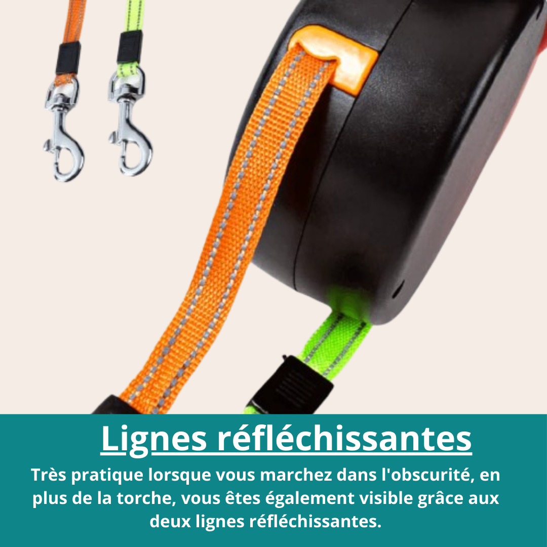 DuoLeash™ - Laisse pour chien 2-en-1 avec lumière et sachets